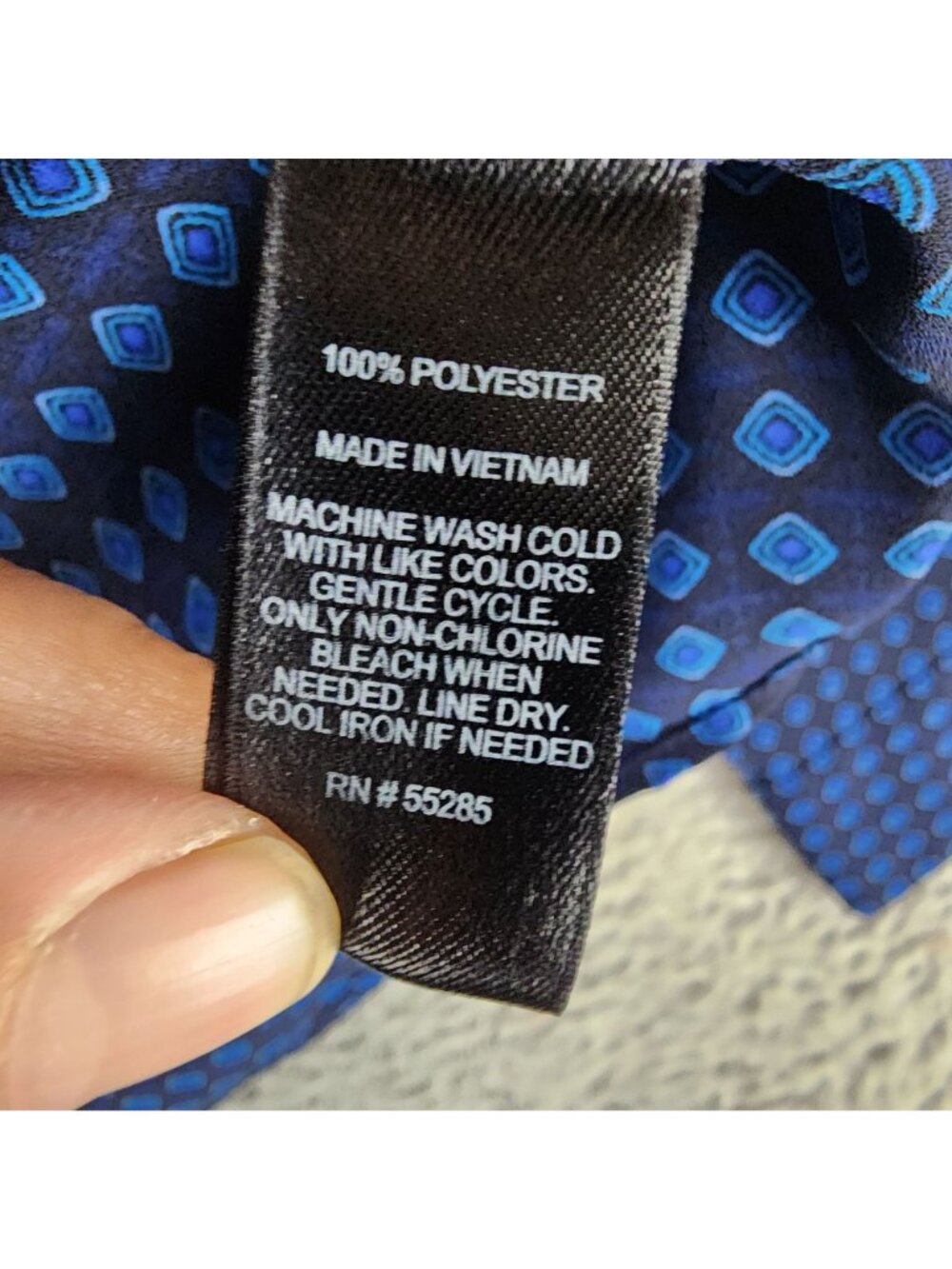 Express Womens Large Blue Diamond Print Long Sleeve Button Up - Picture 5 of 11